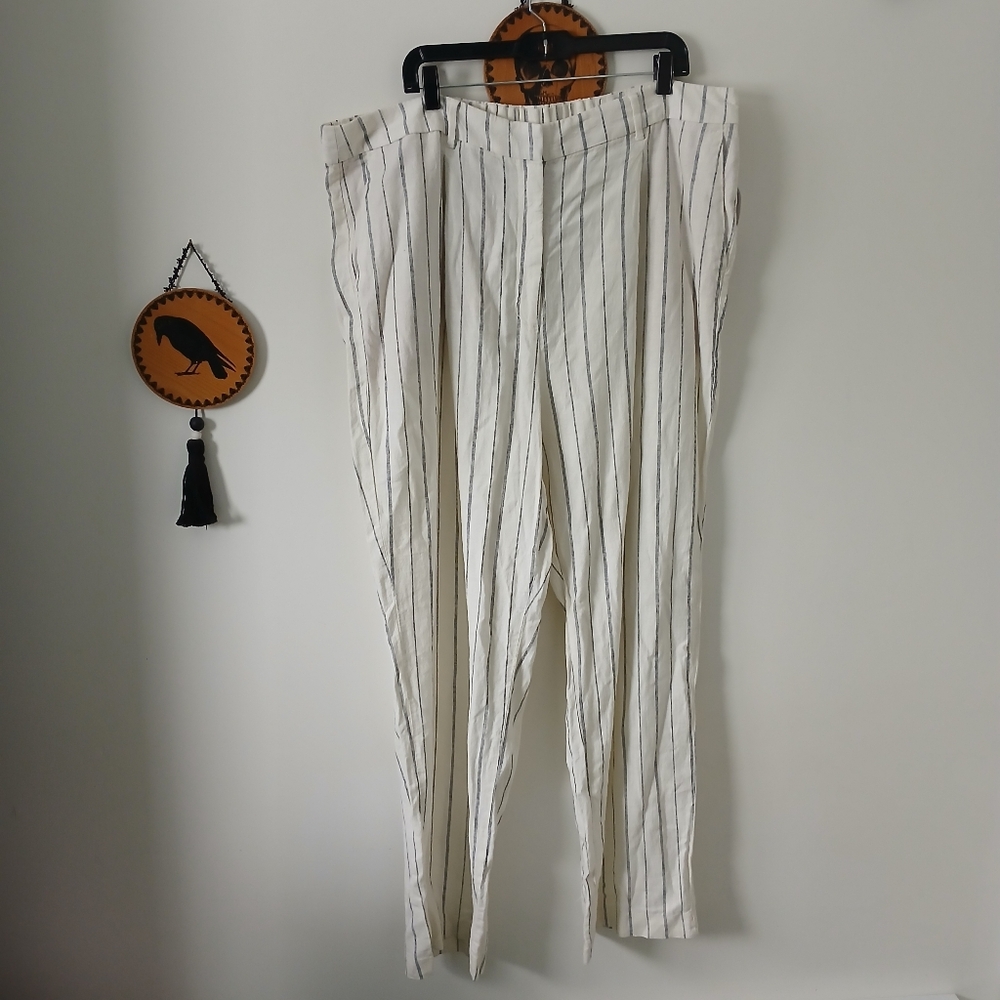Linen Rayon Viscose Blend Wide Leg High Wasted Tall Fit Trousers